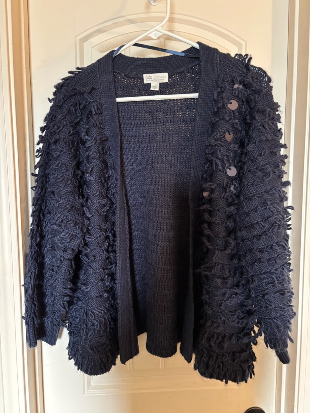 Cato Navy Loop-Texture Open-Front Women's Cardigan
